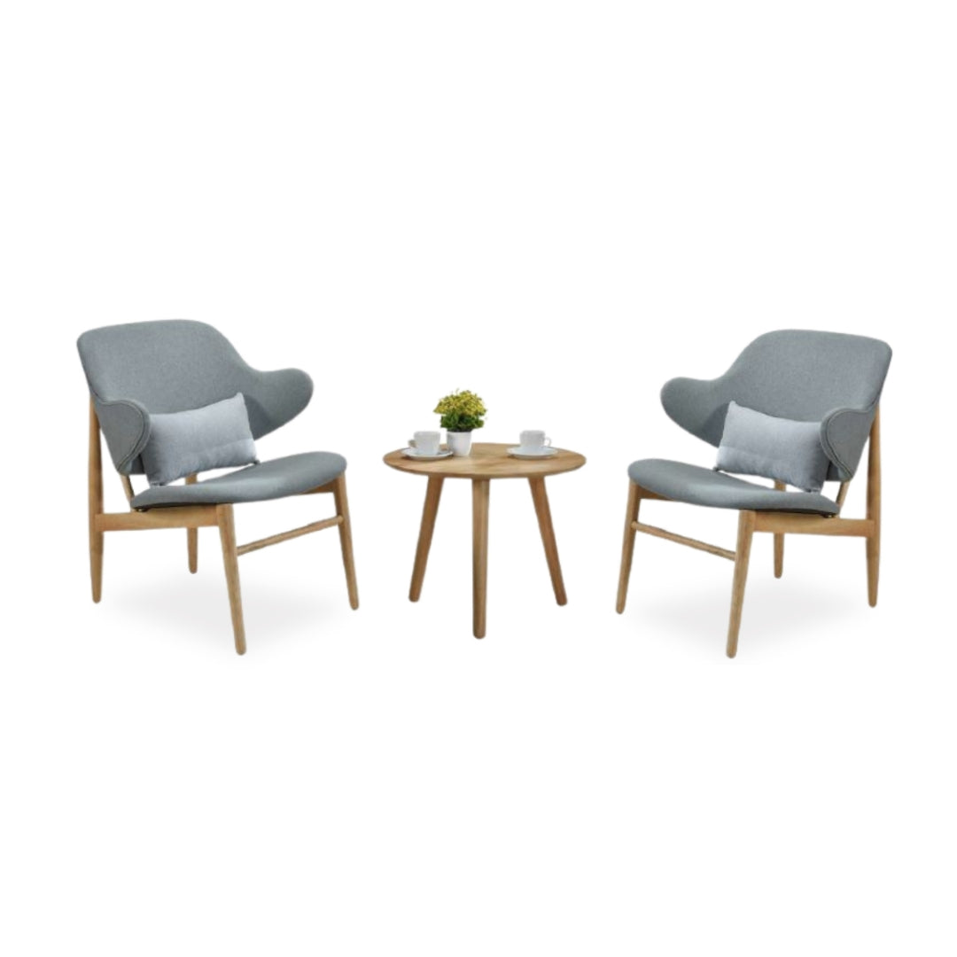 BELVOIR Lounge Set (1T+2C) (Natural Table with Ink/Oak Chair)