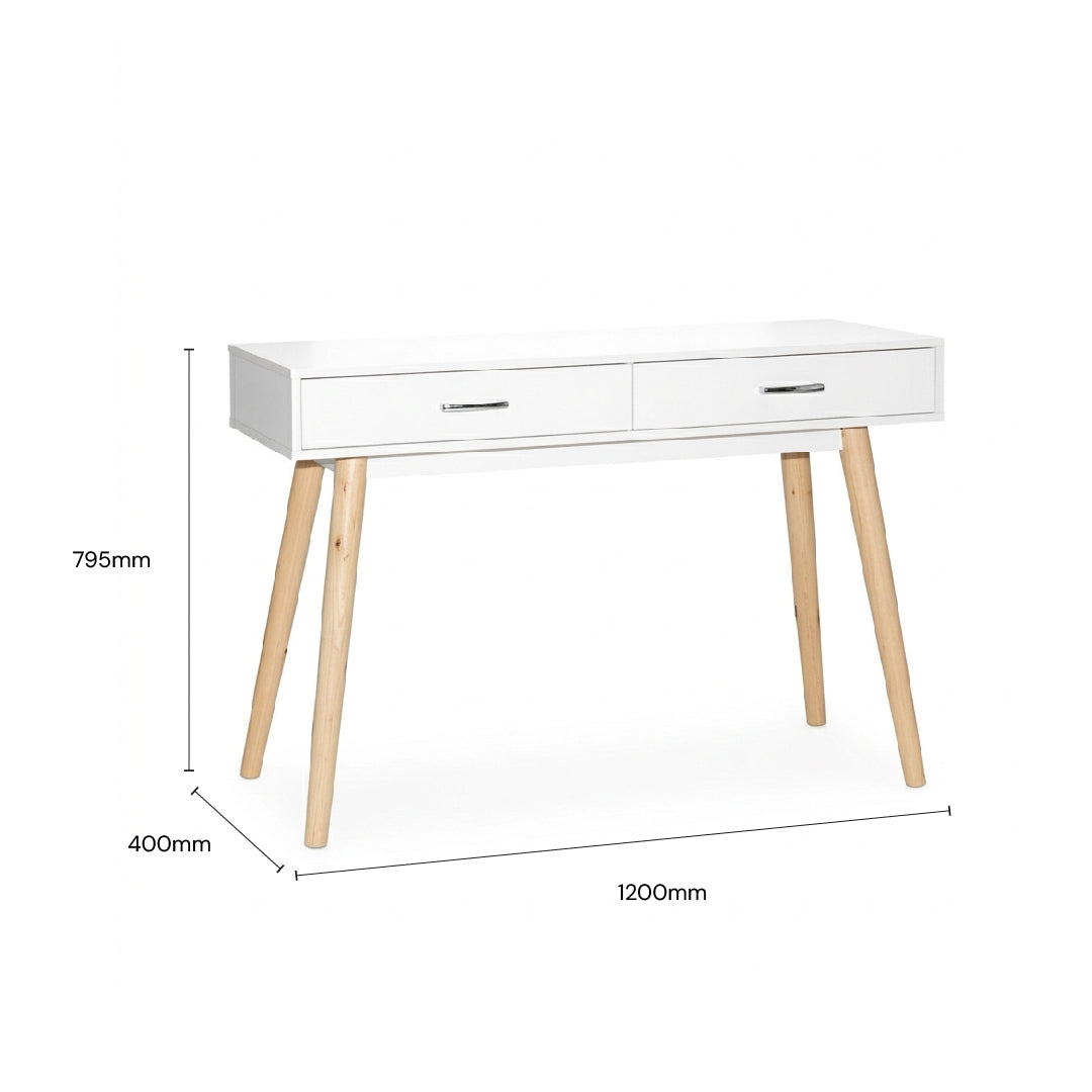 CILLY 1.2M Console Table (White/Natural)
