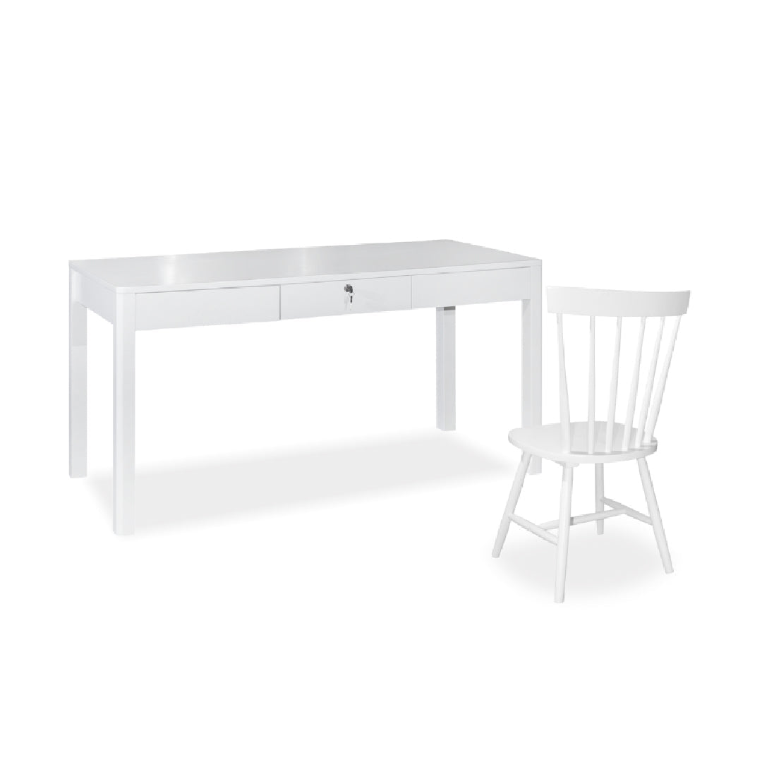 DINI 1.2M Writing Table with Chair Set (White)