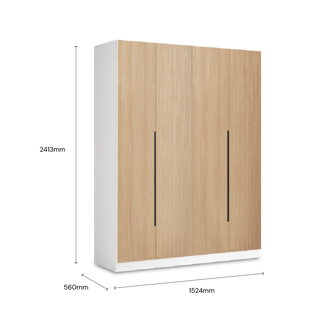 MOLDE 4 Door Wardrobe (Teak Wood)