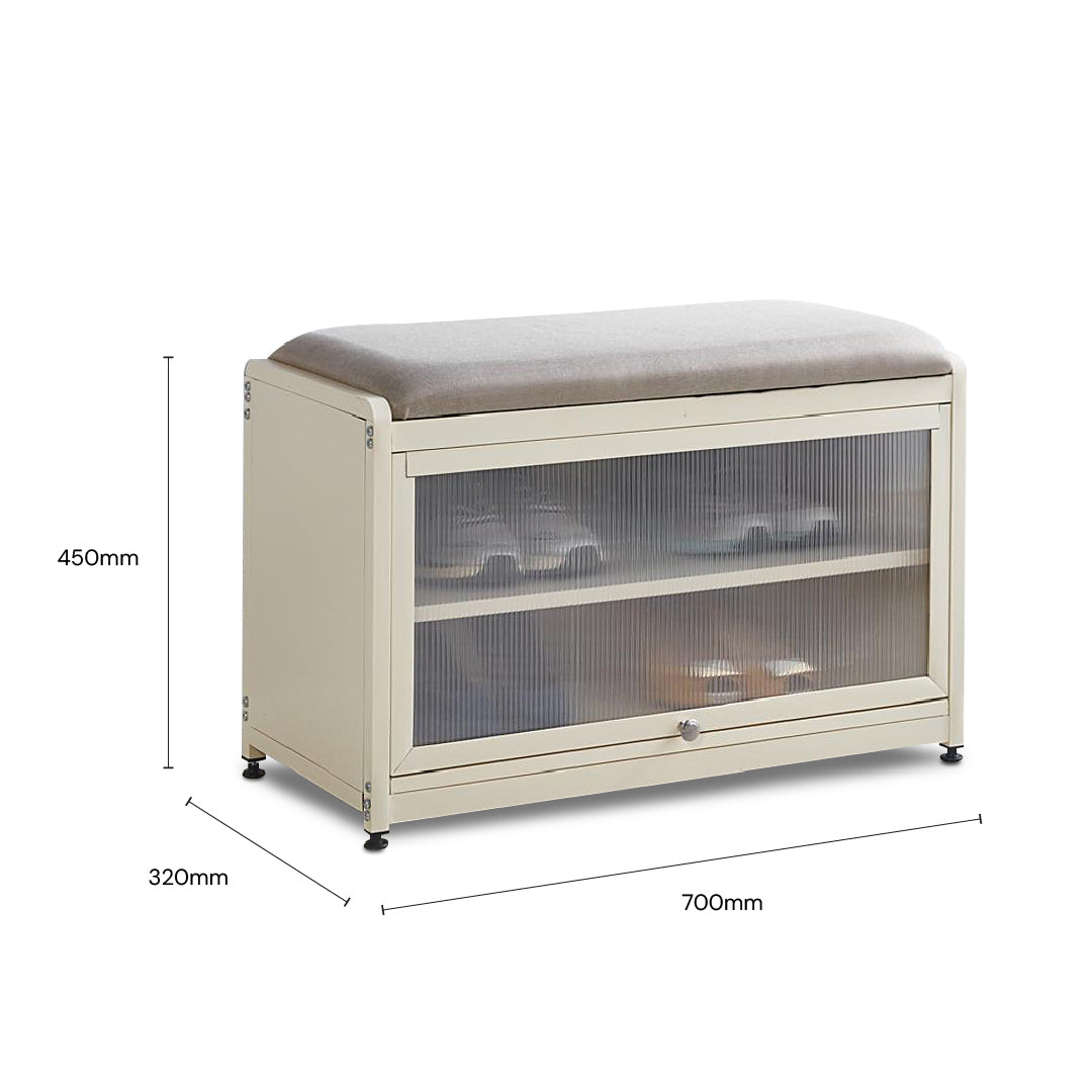ESMEE 1 Door Shoe Cabinet (White Cream)