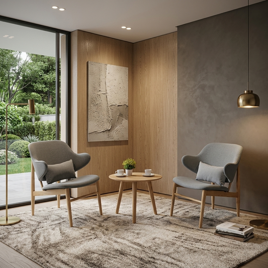 BELVOIR Lounge Set (1T+2C) (Natural Table with Ink/Oak Chair)