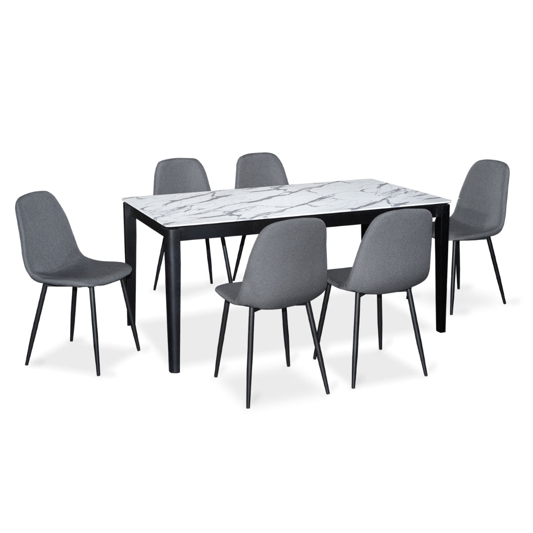 LIONA 1.6M Dining Table with LUCENT Dining Chair (1T+6C)
