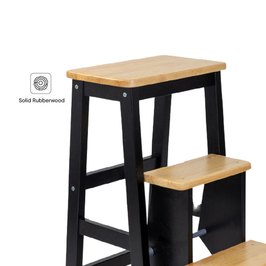 SARI Step Chair H29" (Black/Natural)