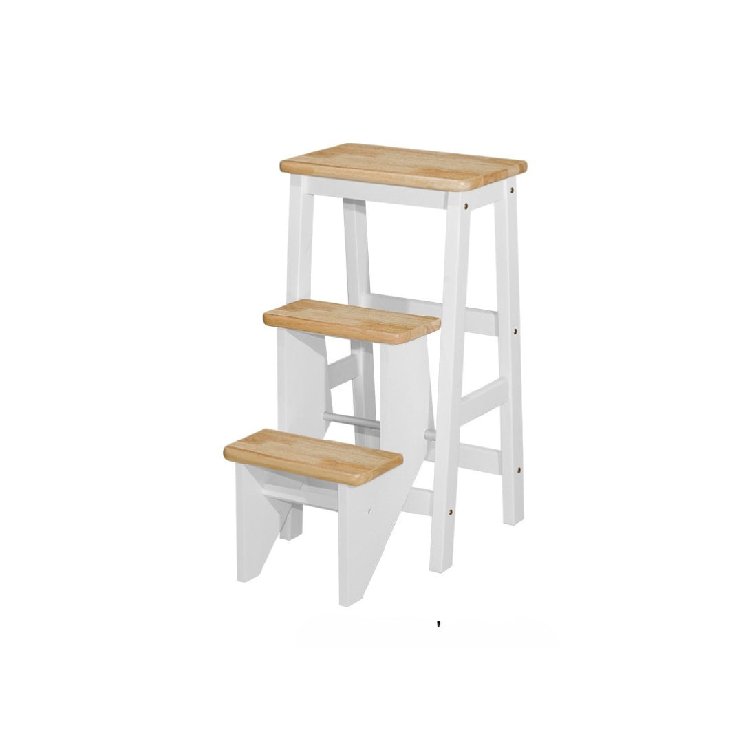 SARI Step Chair H29" (White/Natural)