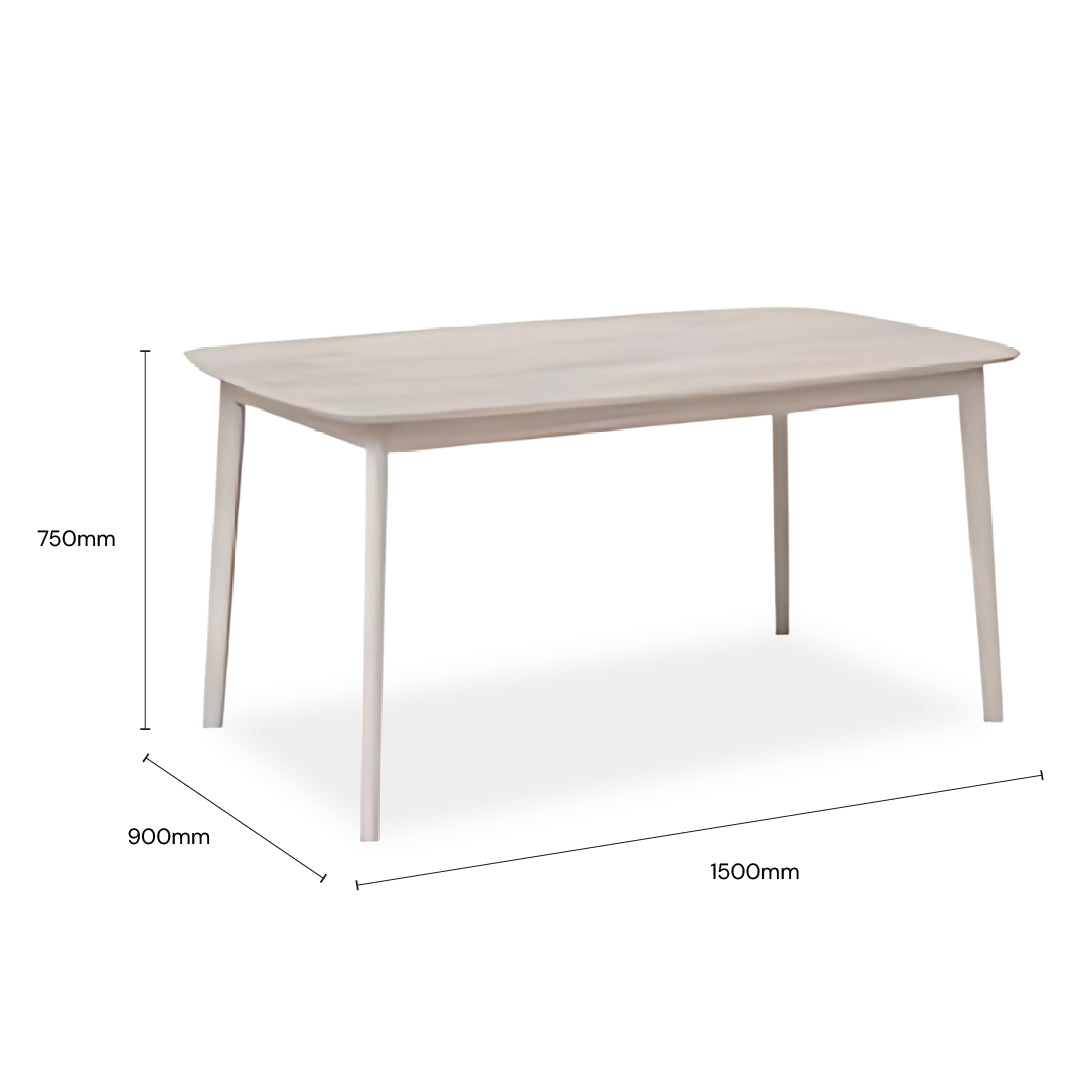 WREN II 1.5M Dining Table (White Wash)