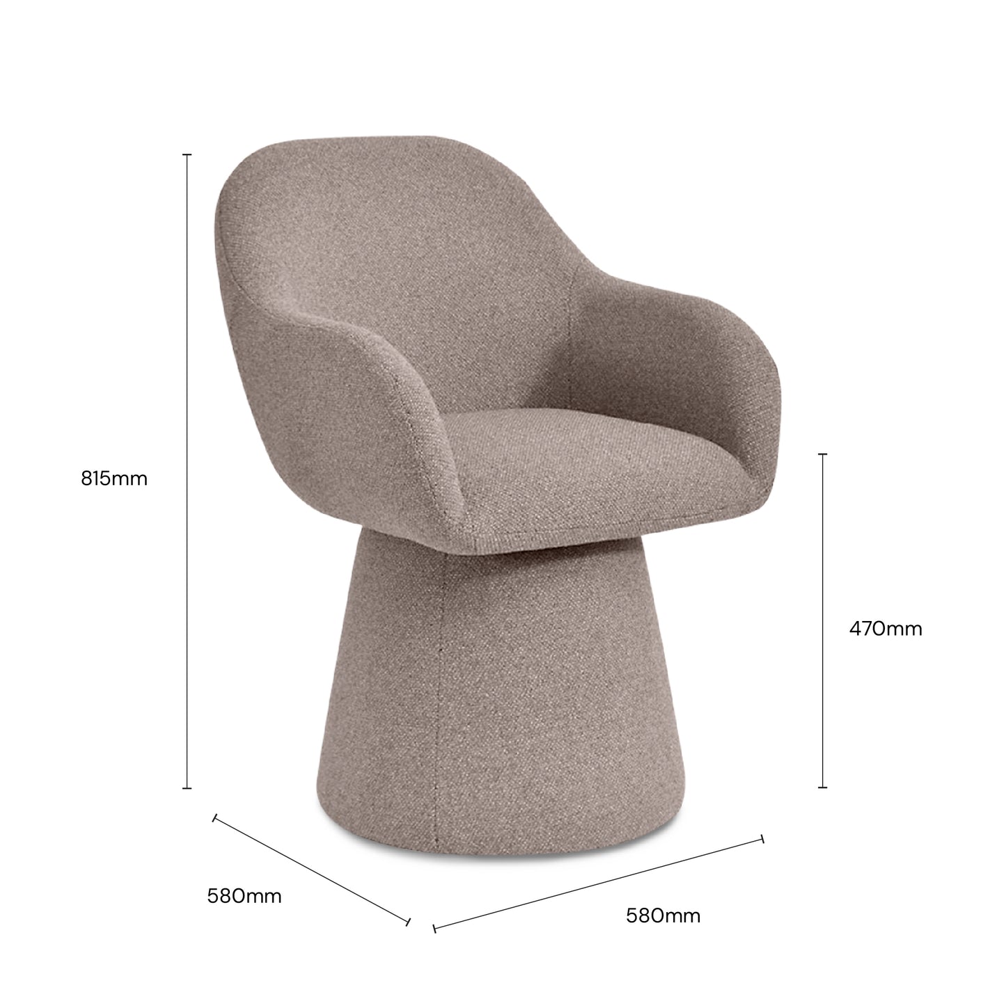 WENNIE Swivel Arm Chair Taupe Brown