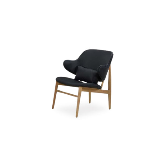 BELVOIR Lounge Chair (PU Black/Oak)