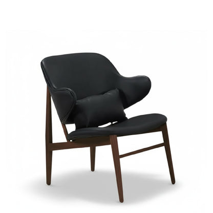 BELVOIR Lounge Chair (PU Black/Walnut)