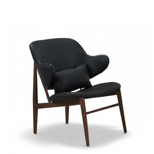 BELVOIR Lounge Chair (PU Black/Walnut)
