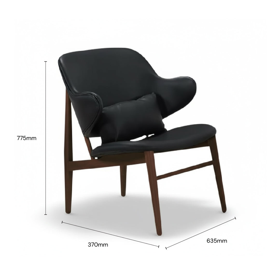 BELVOIR Lounge Chair (PU Black/Walnut)