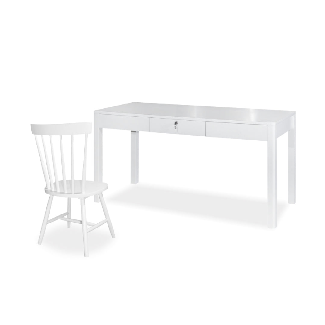 DINI 1.2M Writing Table with Chair Set (White)