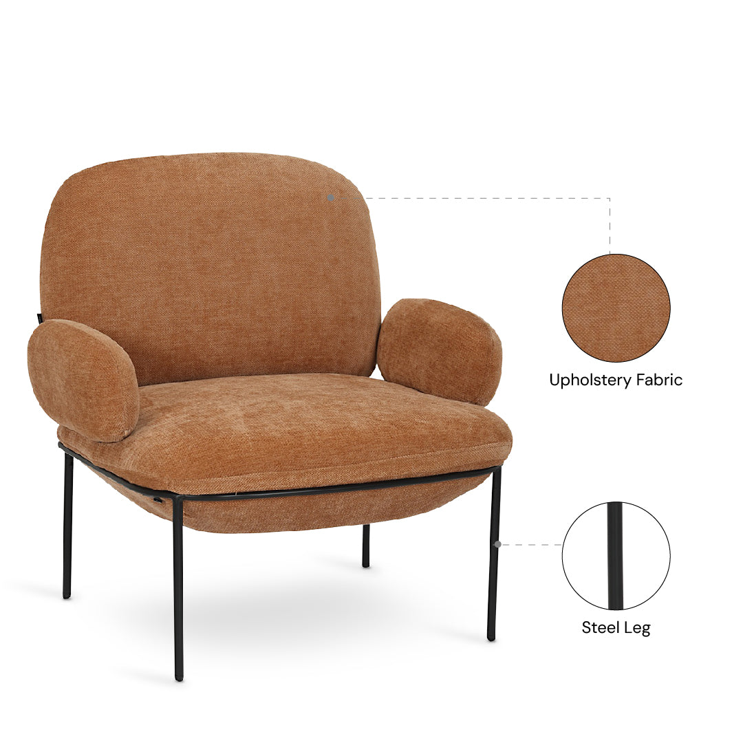 JANIE Arm Chair Camel Brown