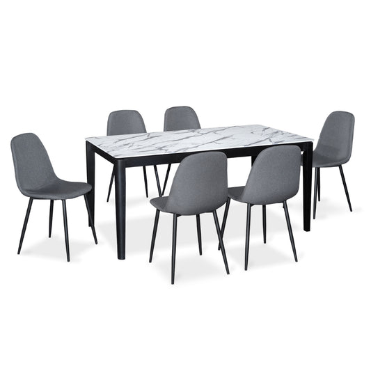 LIONA 1.6M Dining Table with LUCENT Dining Chair (1T+6C)
