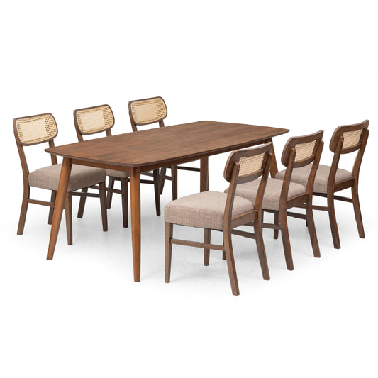 LAVELLE 1.8M Dining Table with MAVELLE Rattan Chair (1T+6C)