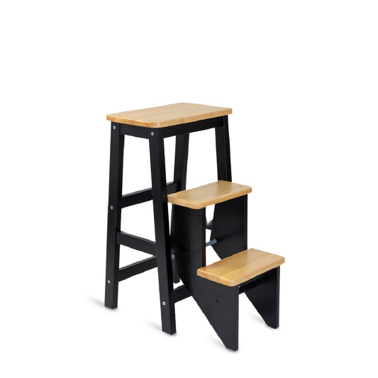 SARI Step Chair H29" (Black/Natural)
