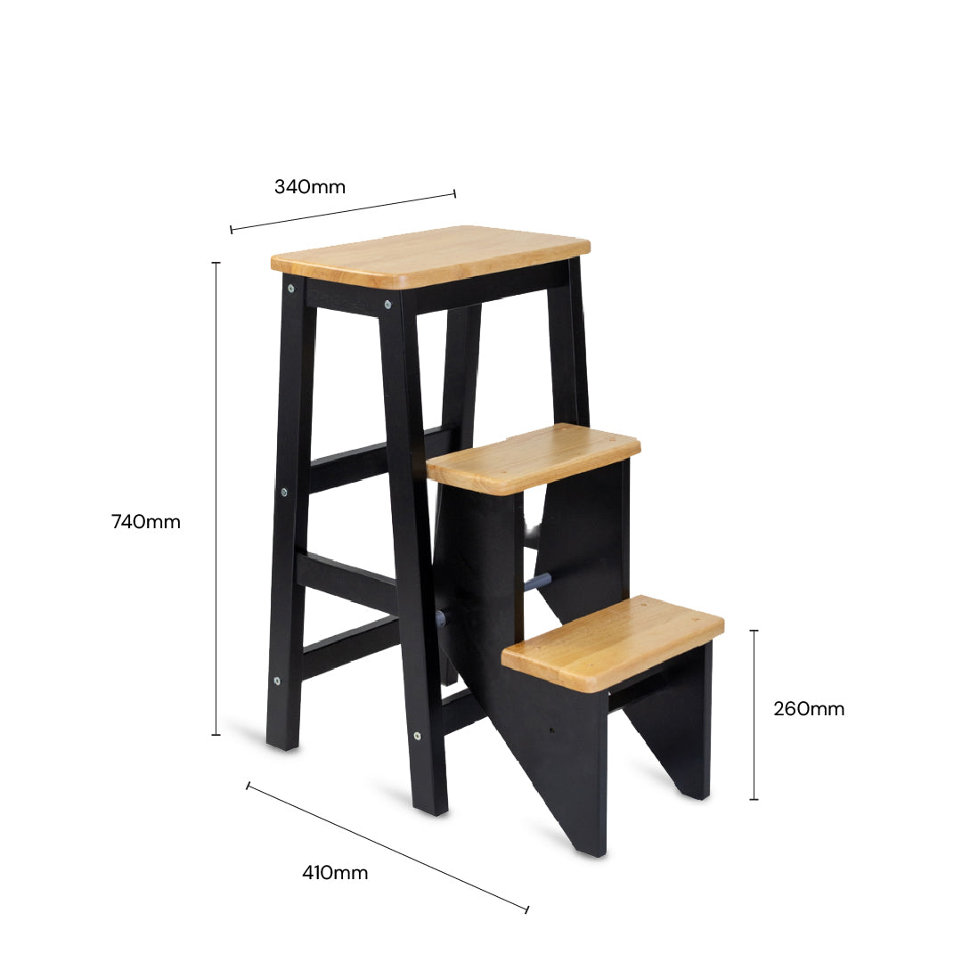 SARI Step Chair H29" (Black/Natural)