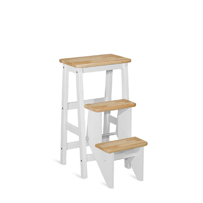 SARI Step Chair H29" (White/Natural)