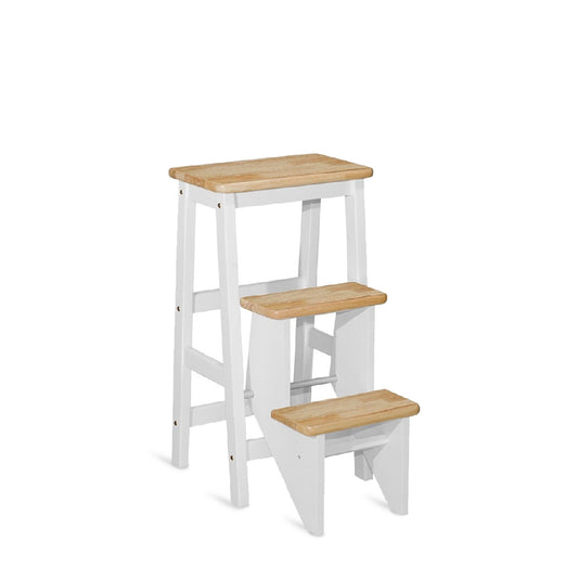 SARI Step Chair H29" (White/Natural)