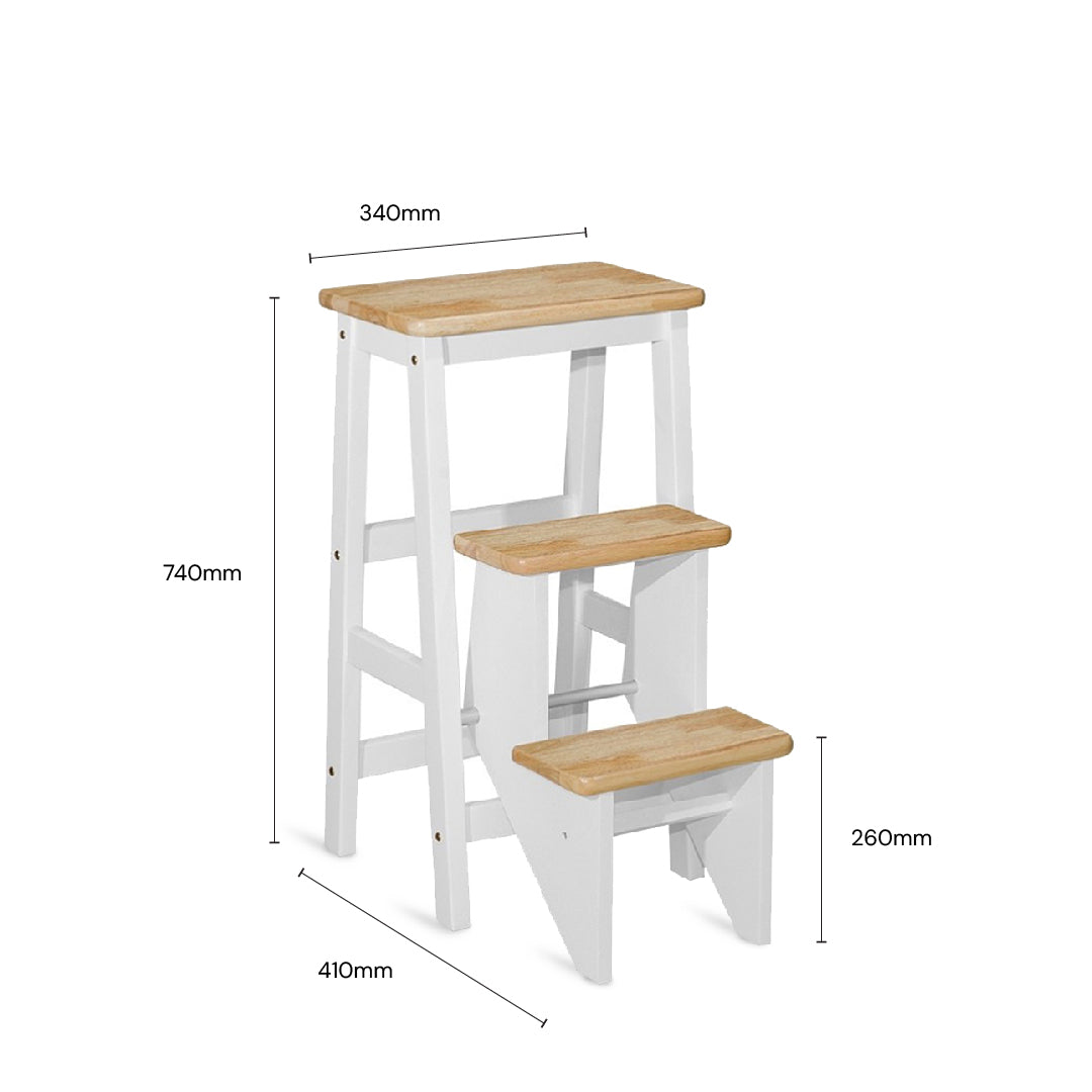 SARI Step Chair H29" (White/Natural)