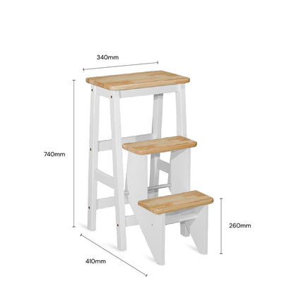 SARI Step Chair H29" (White/Natural)