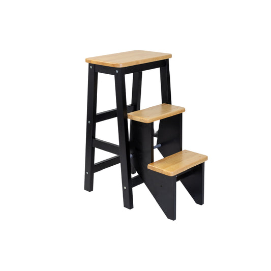 SARI Step Chair H29" (Black/Natural)