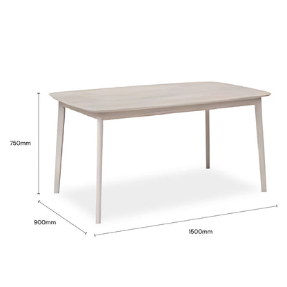 WREN II 1.5M Dining Table (White Wash)
